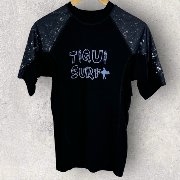 Tiqui Surf Academy Rash Guard Black Short Sleeve Crew Neck Womens‎ Size Medium M - Picture 3 of 12